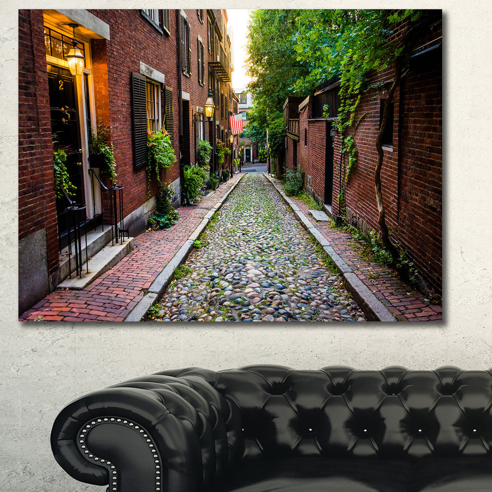 Acorn Street Massachusetts, Landscape Canvas Art Print, 60x40