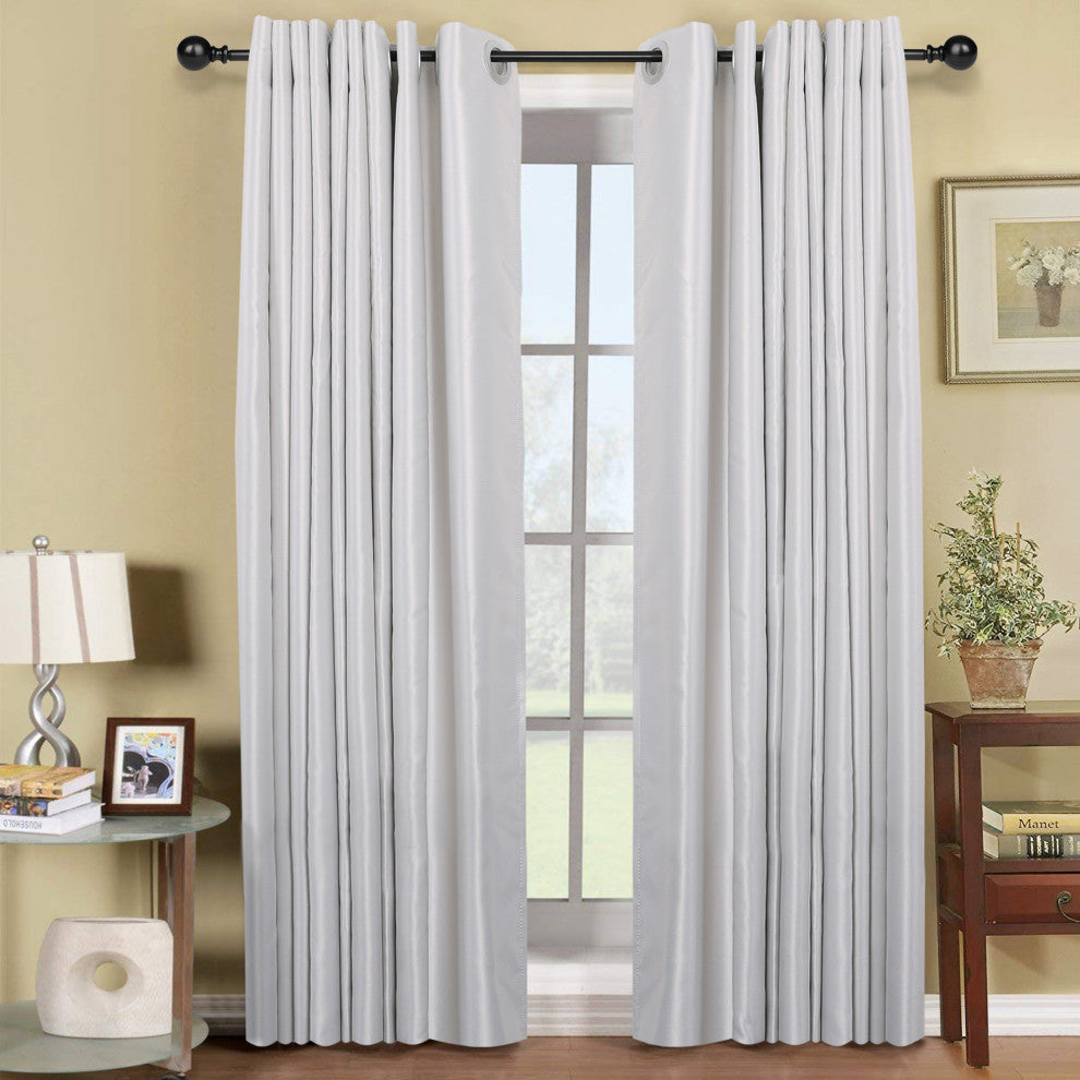 Utopia Alley Curtain Rod with Round Finials, Adjustable Length 28-48", Black
