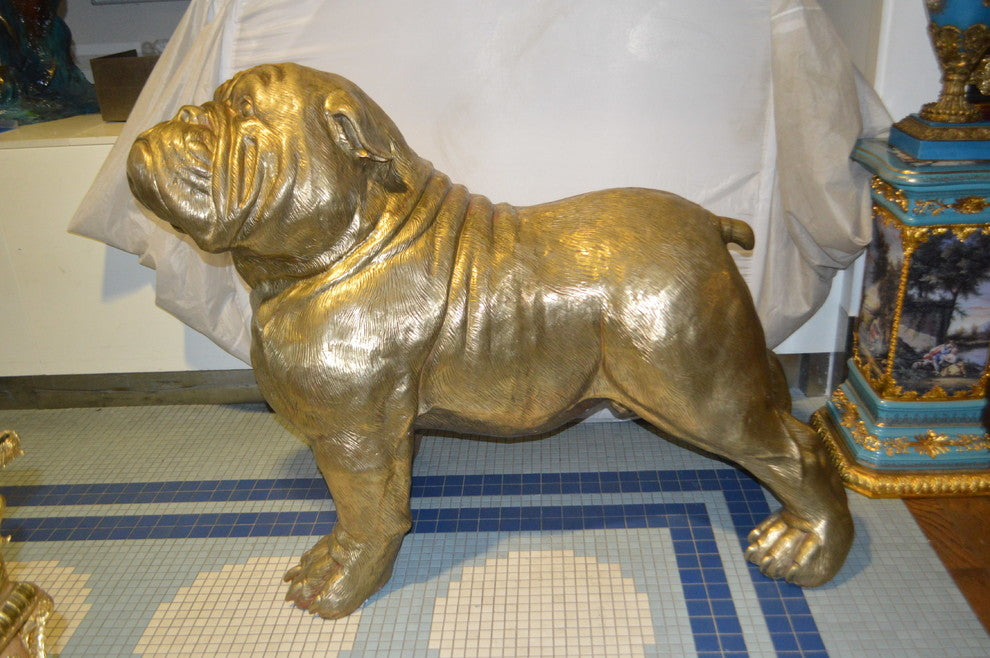 Gold Bulldog Giant Bronze Statue