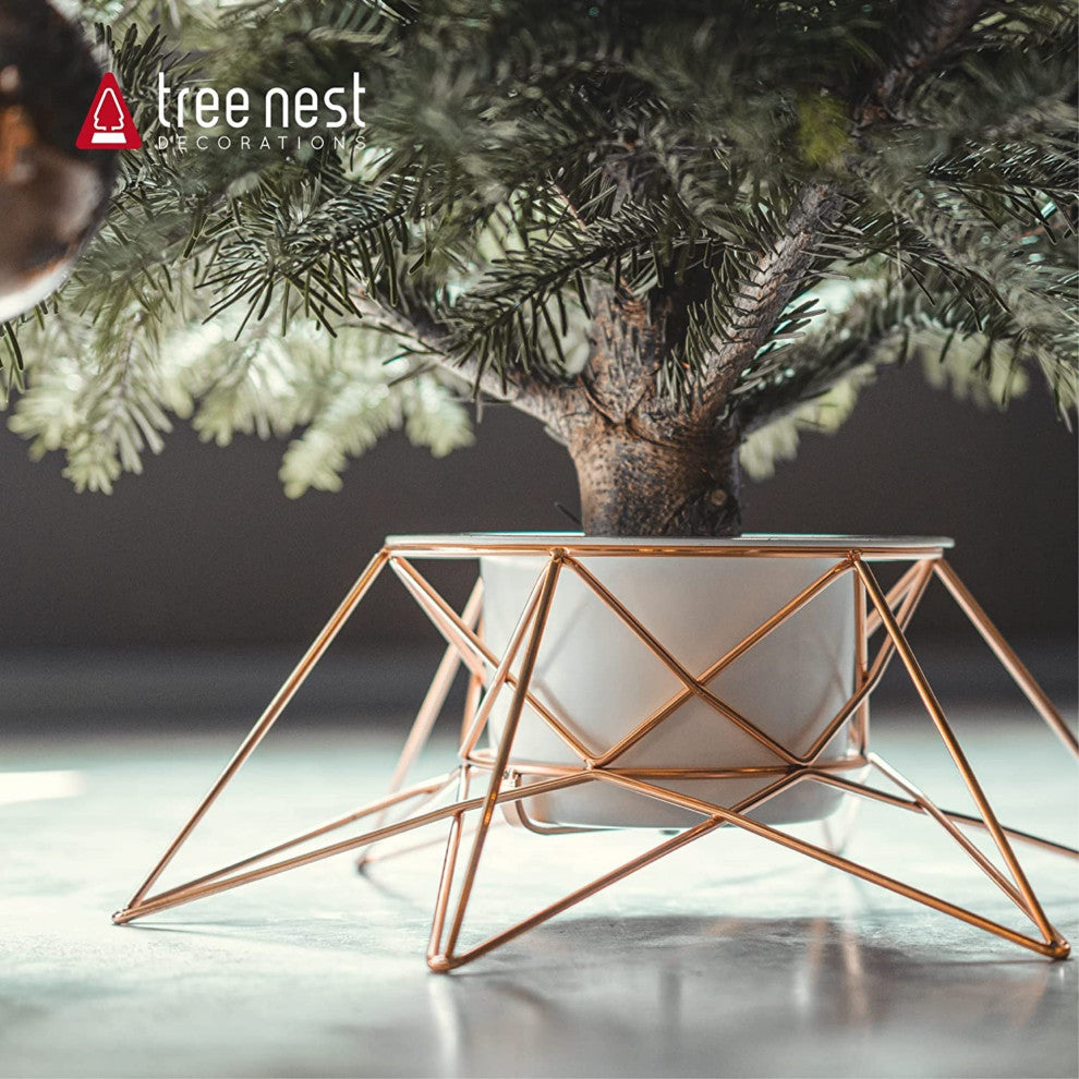 Tree Nest Medium Halo Christmas Tree Stand for Live Trees, Gold
