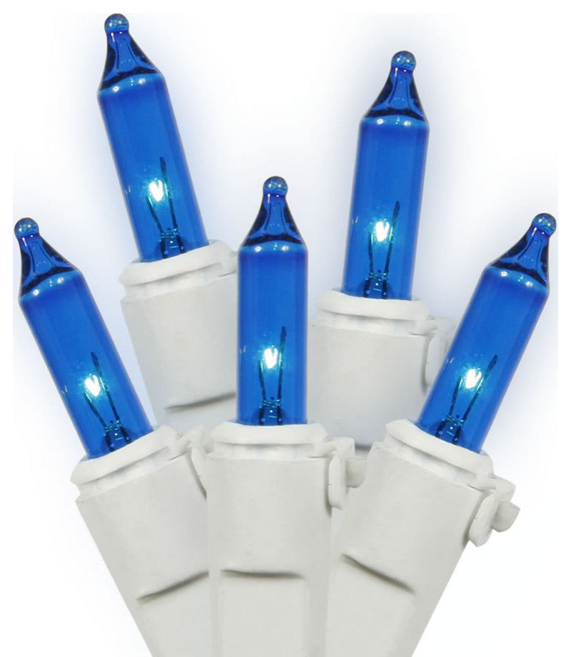 Vickerman W4W1002 100 Blue Mini Light On White Wire, Long Christmas Light Strand