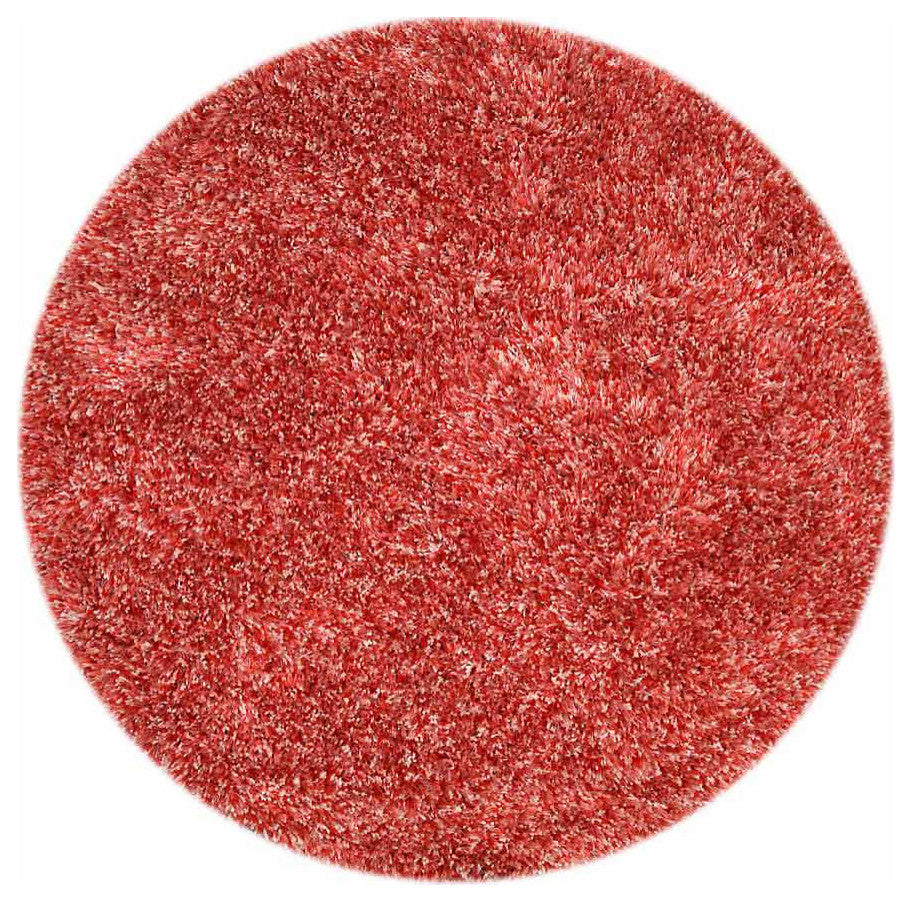 HAND TUFTED SHAG POLYESTER ECO-FRIENDLY AREA RUGS, Red White Color, Solid Design