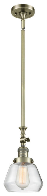 Fulton 1-Light LED Mini Pendant, Antique Brass, Glass: Clear