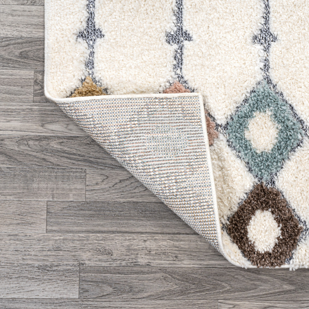 Pia Moroccan Trellis Plush Carved Multi/Cream 5'x8' Area Rug