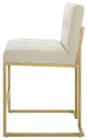 Counter Stool Chair, Set of 2, Fabric, Metal, Gold Beige, Modern, Bar Pub Bistro
