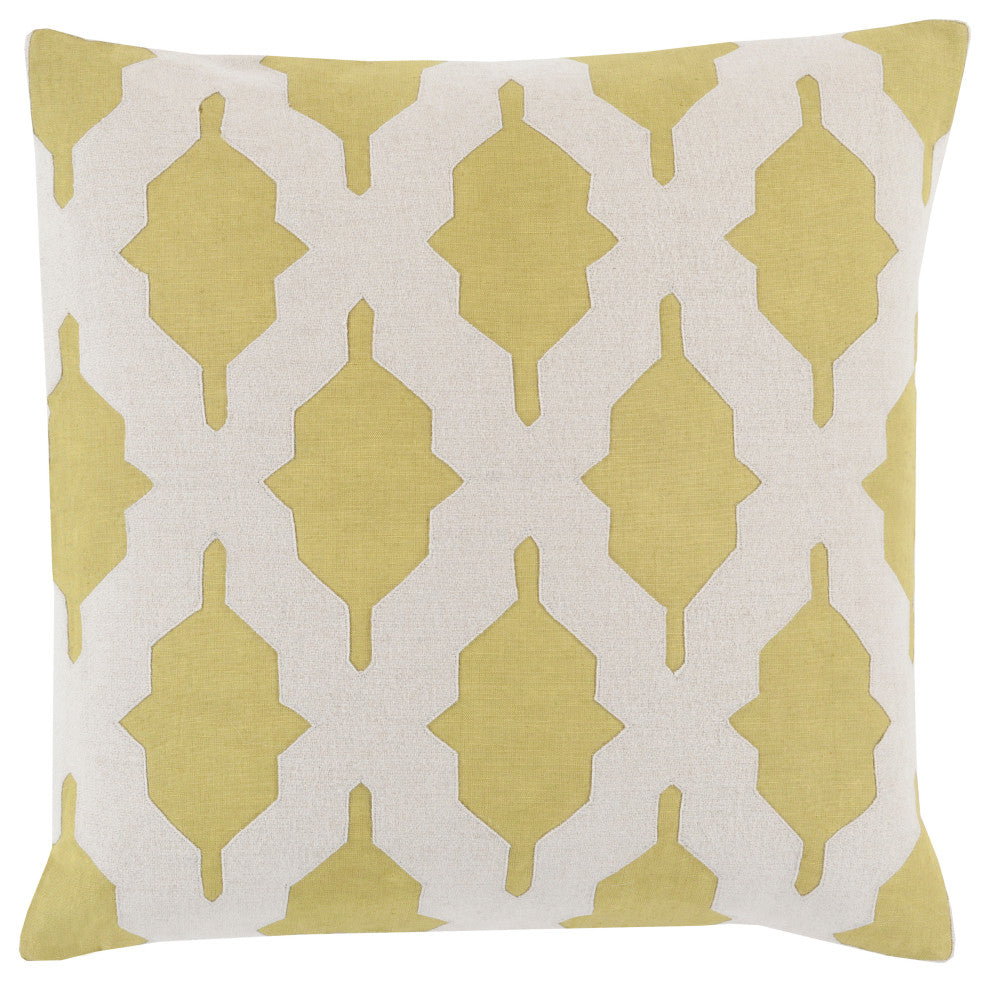 Surya Salma SA-006 22"x22" Pillow Cover, Lime/Khaki