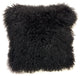 HomeRoots 24" Black Genuine Tibetan Lamb Fur Pillow With Microsuede Backing