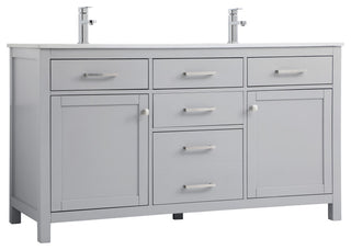 60" Double Bathroom Vanity, Grey