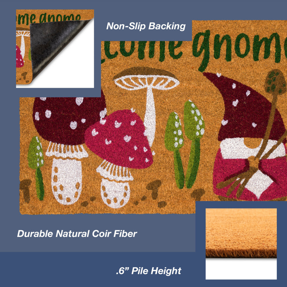 Natura Welcome Gnome Outdoor Mat Natural 1'6"x2'6"