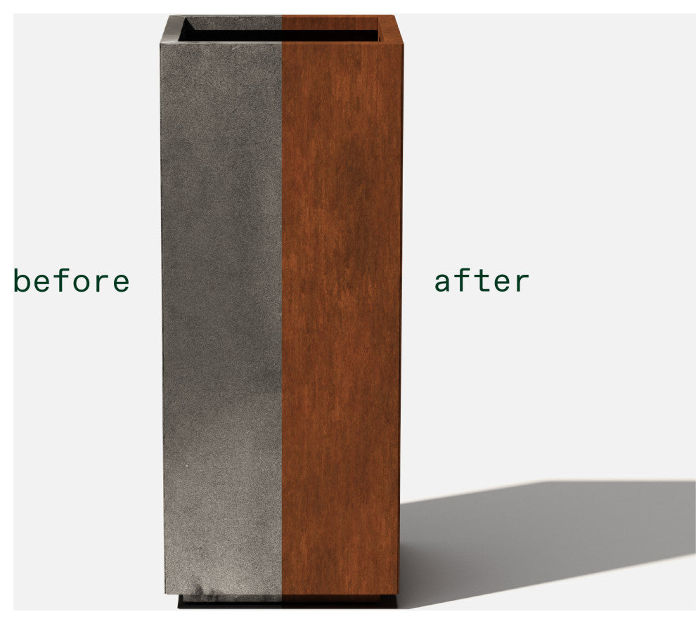 Metallic Series Corten Steel Pedestal Planter, Tall