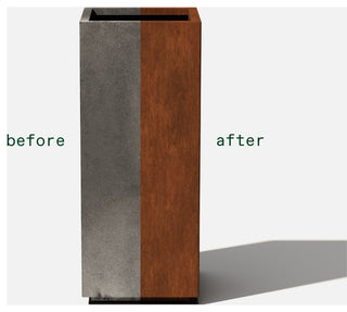 Metallic Series Corten Steel Pedestal Planter, Tall