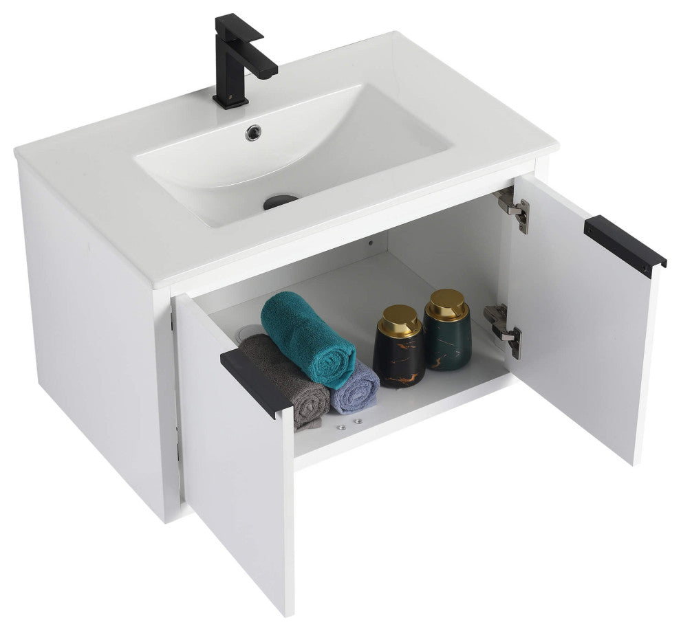 Fine Fixtures Kingsford Vanity Sink Included, White, 30", Doors