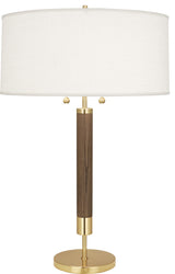 Dexter Table Lamp, Modern Brass With Walnut Column