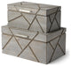 Set of Two Gray Wooden Boxes With Carved Details