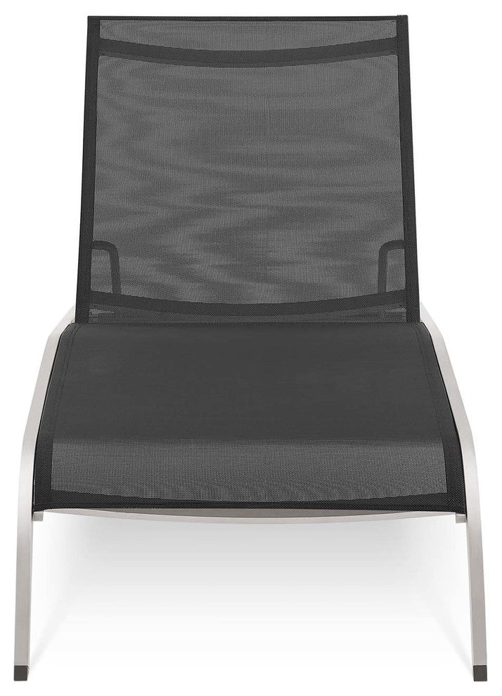 Savannah Outdoor Patio Mesh Chaise Outdoor Patio Lounge Chair Black