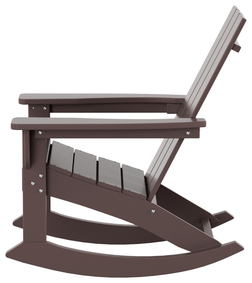 WestinTrends Set of 2 Modern Adirondack Outdoor Rocking Chairs, Dark Brown