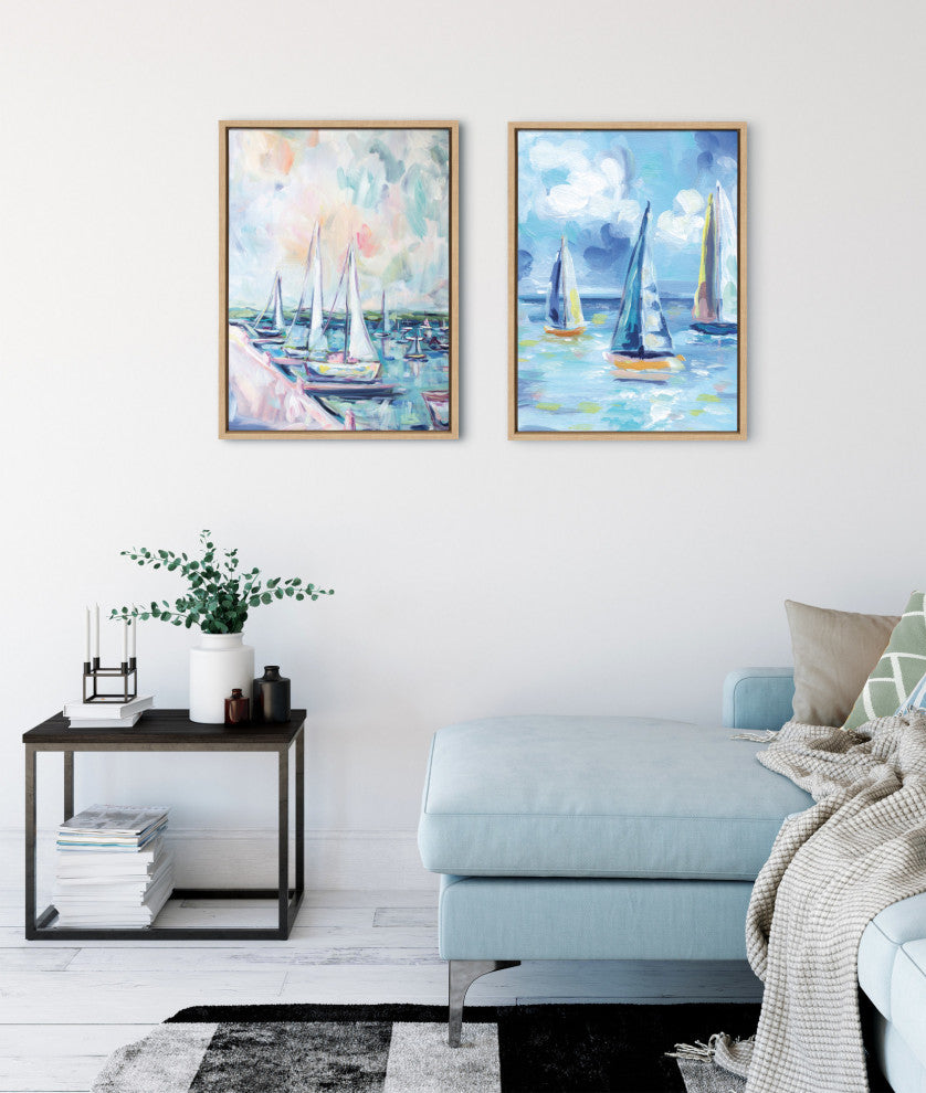 Sylvie Come Sail Away Framed Canvas by Rachel Christopoulos, Natural 18x24