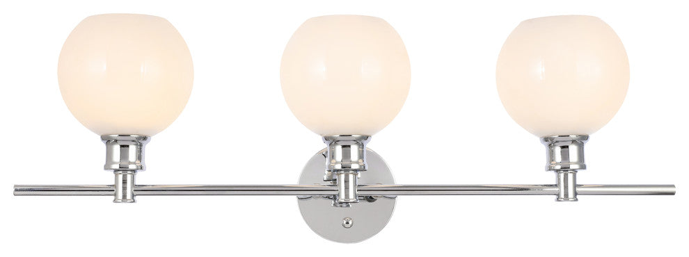 Chrome Finish And Frosted White Glass 3-Light Wall Sconce
