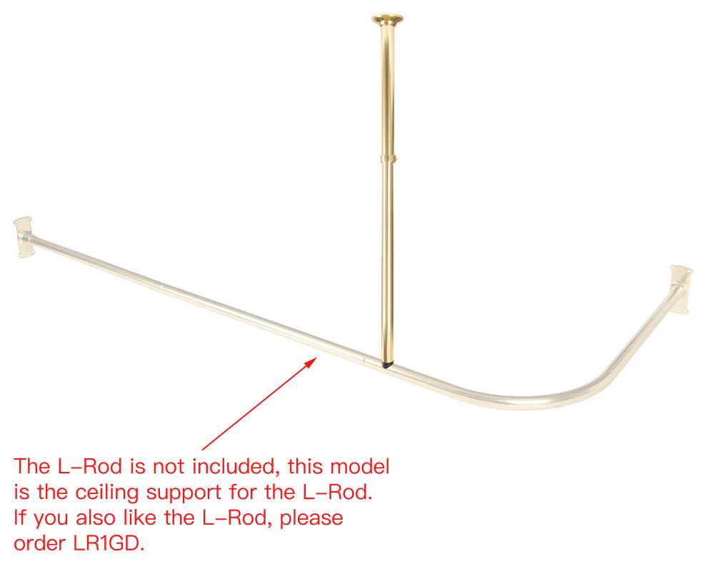 Utopia Alley Rustproof L-Shaped Corner Rod Vertical Ceiling Support Bar, Gold
