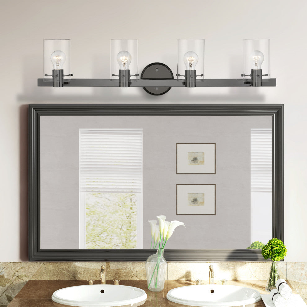 Munich 4 Light Black Chrome Vanity Sconce