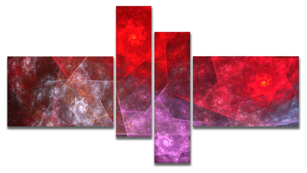 Red Purple Symphony of Gems, Abstract Canvas Art Print, 60"x32", 4 panels
