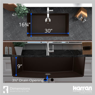 Karran QU-812 Undermount 32.5" Single Bowl Quartz Kitchen Sink, Brown