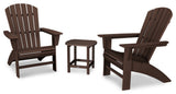 POLYWOOD Nautical 3-Piece Curveback Adirondack Set, Mahogany