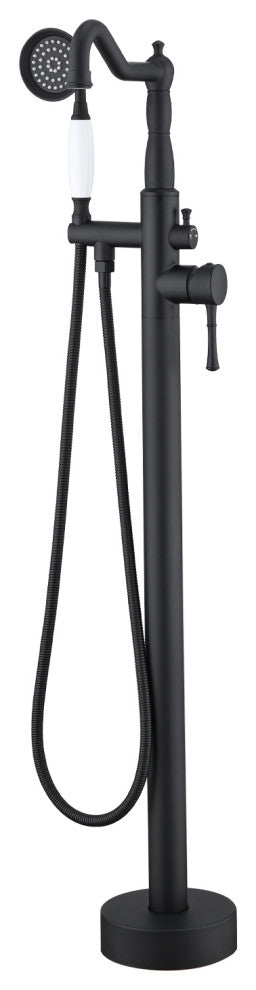 Single Handle Floor Mounted Freestanding Tub Filler with Hand Shower