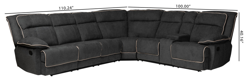 Sabella Dark Gray and Light Gray Two-Tone Fabric 7-Piece Reclining Sectional
