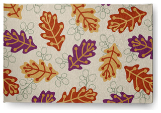Retro Leaves Fall Design Chenille Area Rug, Orange, 2'x3'