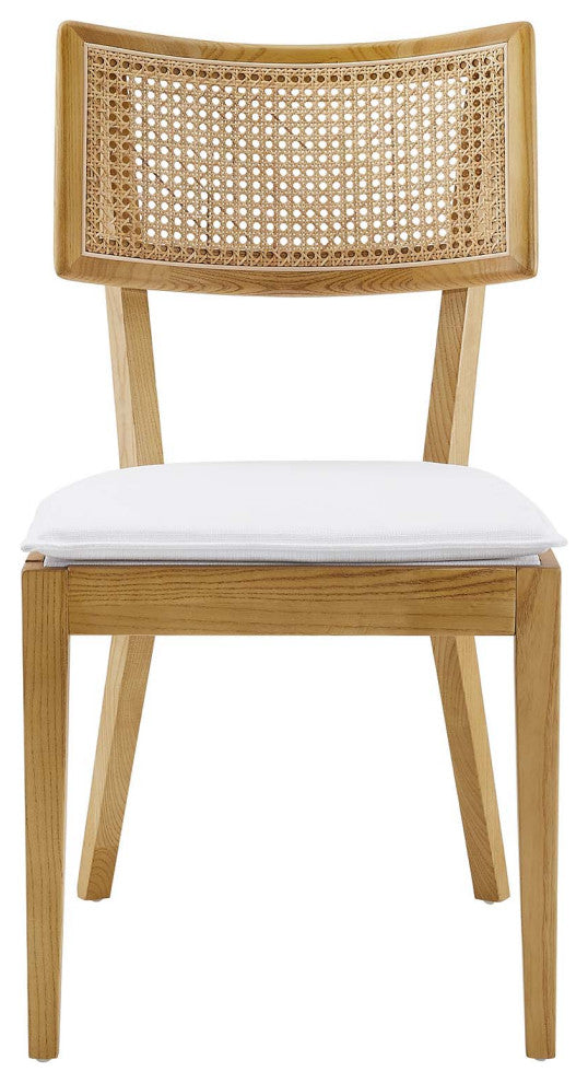 Caledonia Fabric Upholstered Wood Dining Chair Set of 2 - Natural White