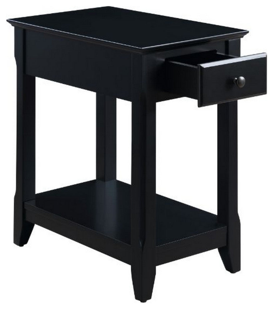 Benzara BM251127 Accent Table With 1 Drawer and Bottom Shelf, Black
