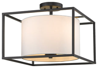 Golden Lighting 2243-SF Manhattan 3 Light 15"W Semi-Flush Square - Matte Black
