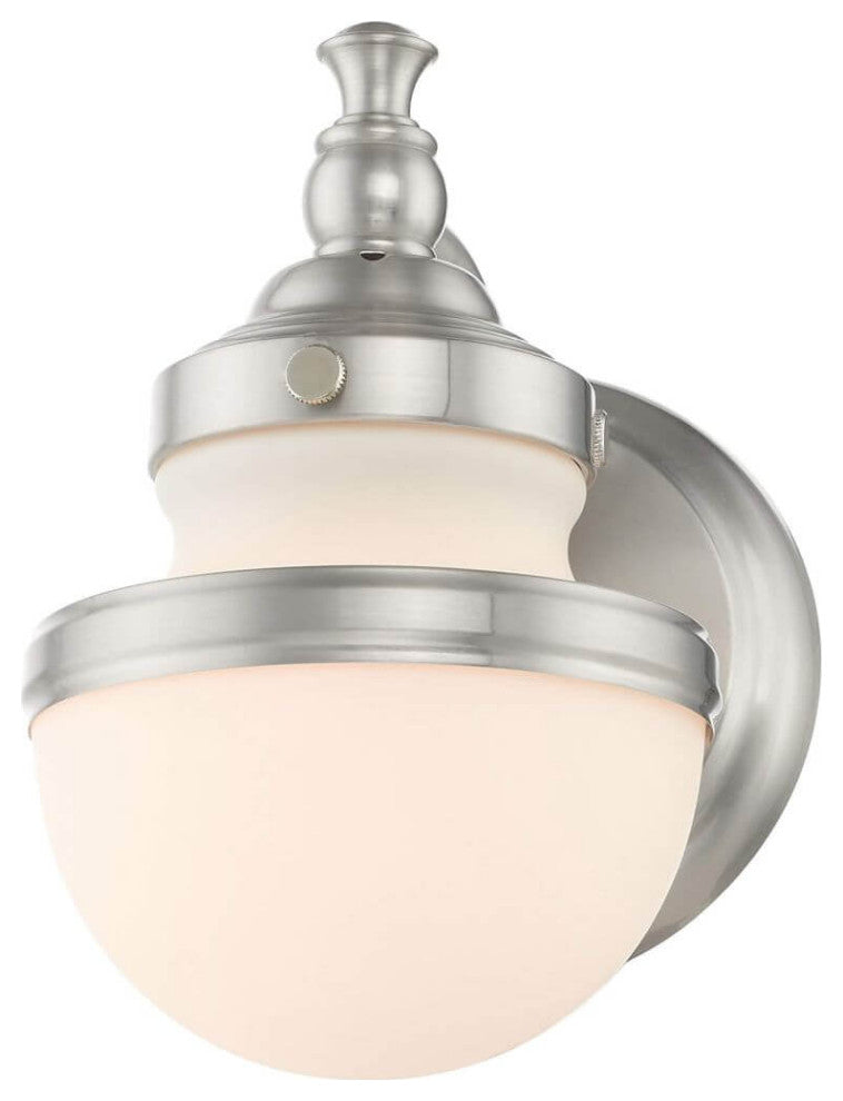 Livex Oldwick 1 Light 6" Bath Light-Wall Sconce, Brushed Nickel