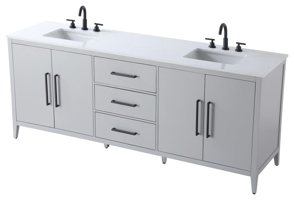 Home Living 84" Double Bathroom Vanity, Grey