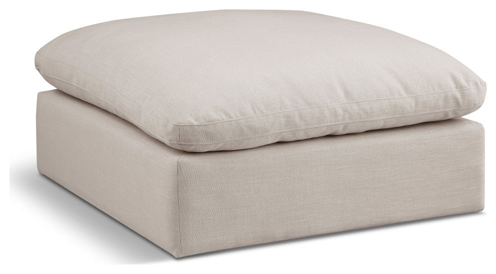 Comfy Beige Linen Textured Fabric Modular Chair, Beige, Linen Textured Fabric, Ottoman