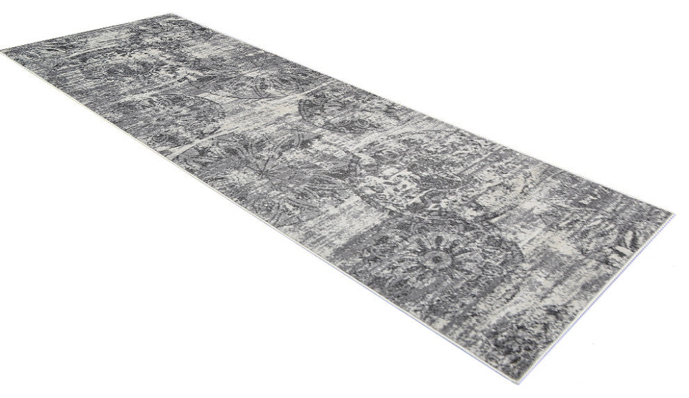 MACHINE MADE HEATSET POLYPROPYLENE AREA RUGS -Silver Ivory,Contemporary Design, [Runner] 3'2''x10'