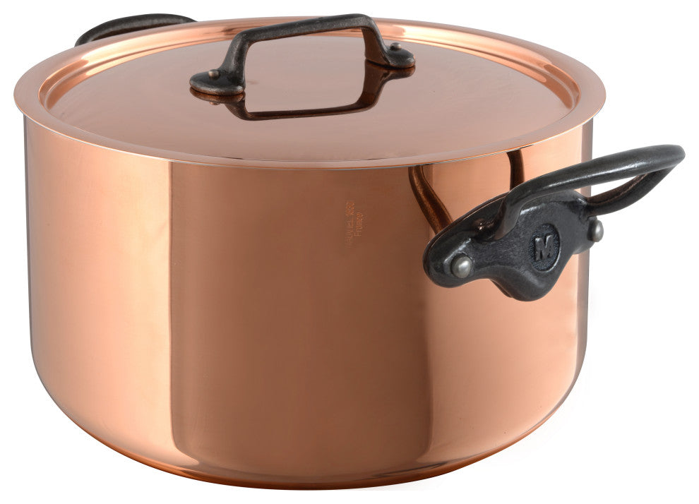Mauviel M''150CI 1.5mm Copper Stewpan With Lid & Cast Iron Handles, 5.7-qt