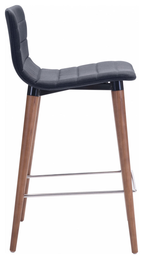 Set of Two Gray and Natural Low Back Counter Chairs