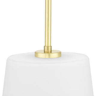 Clarion Collection One-Light Satin Brass Etched White Transitional Pendant