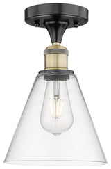 Berkshire-1 Light 8" Semi-Flush Mount-Black Antique Brass, Clear Glass Shade