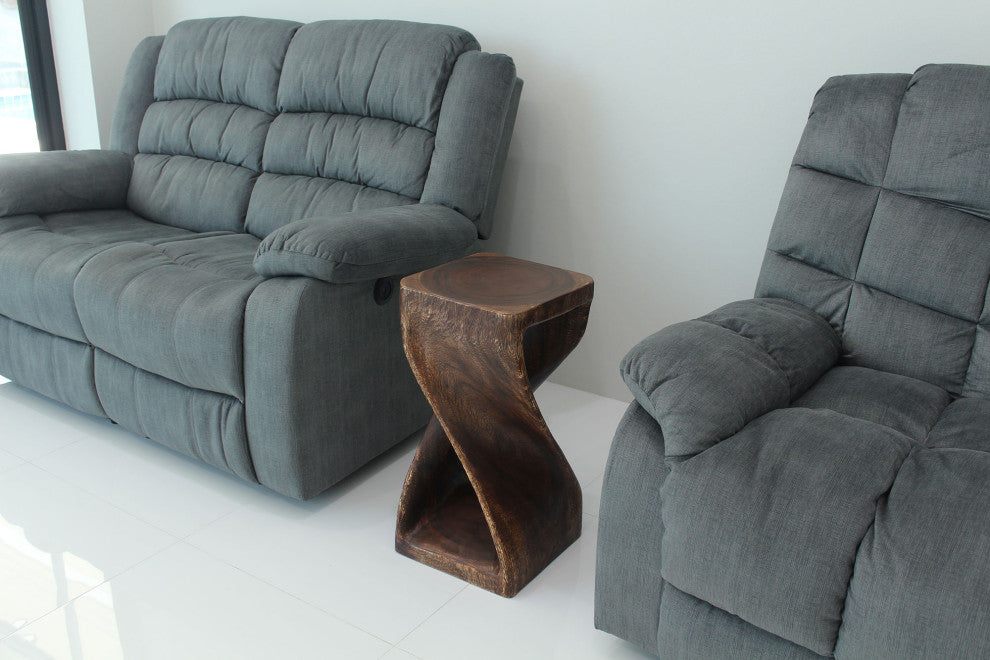 HaussmannÂ® Original Wood Twist Stool 12 X 12 X 23 In High Mocha Oil