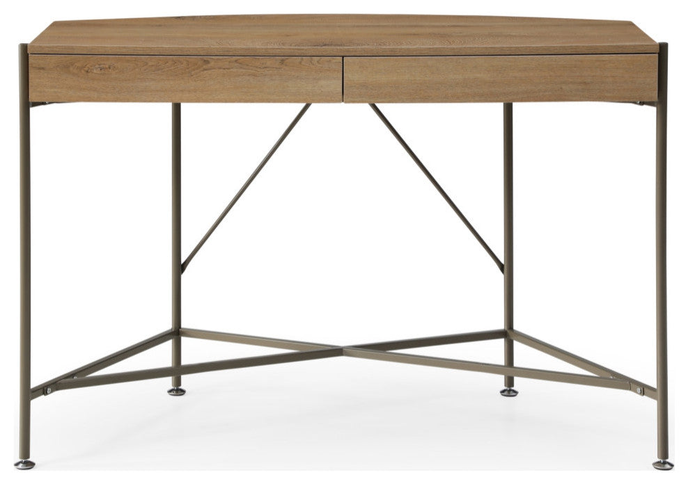 Loft Lyfe Laniya Desk, 2 Storage Drawers, Natural/Bronze