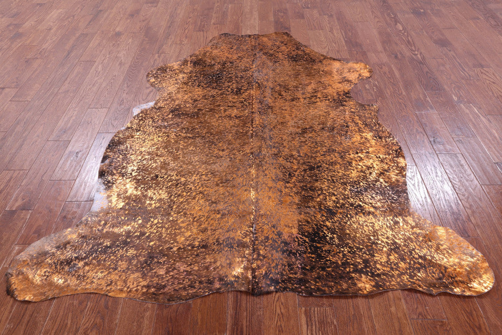 Gold Metallic Cowhide Rug 6' 9" X 6' 1" C2137
