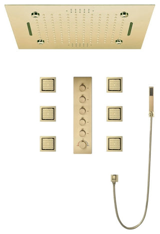 LED Shower System With Body Jets and Hand Shower, Style 2, Remote Control Light