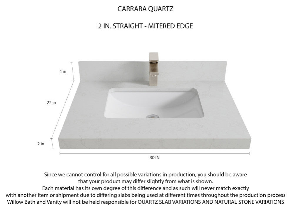 Aberdeen 30 Single Sink Bath Vanity in Hale Navy Blue  2" Carrara Quartz