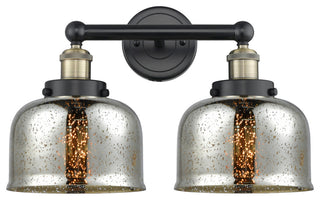 Edison Large Bell 2-Light 16" Vanity Light, Black Antique Brass, Mercury Shade