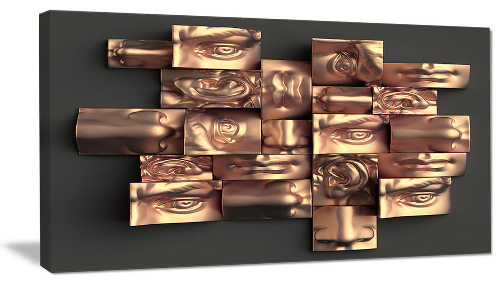 Golden Black Abstract Design, Abstract Canvas Art Print, 32"x16"