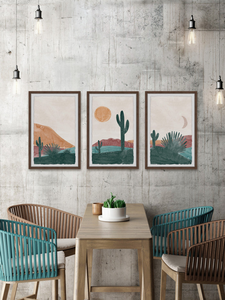 A Desert Oasis Triptych, Set of 3, 24x36 Panels