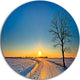 Distant Sunset In Winter, Landscape Photo Round Metal Wall Art, 36"